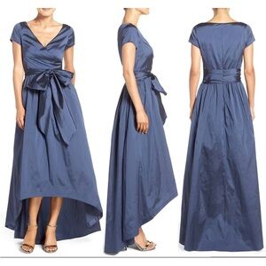 Adrianna Papell navy tafetta gown dress 12